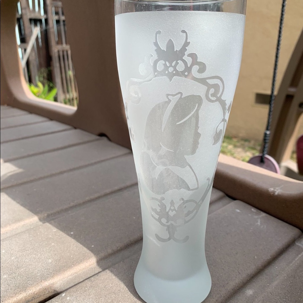 Disney inspired Alice in Wonderland silhouette frosted beer glass